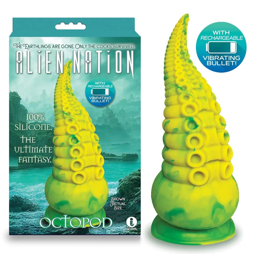 Alien Nation - Octopod - Yellow/Green 22.9 cm USB Rechargeable Vibrating Fantasy Dong at NZ & Australia’s Mega Adult Toy Store