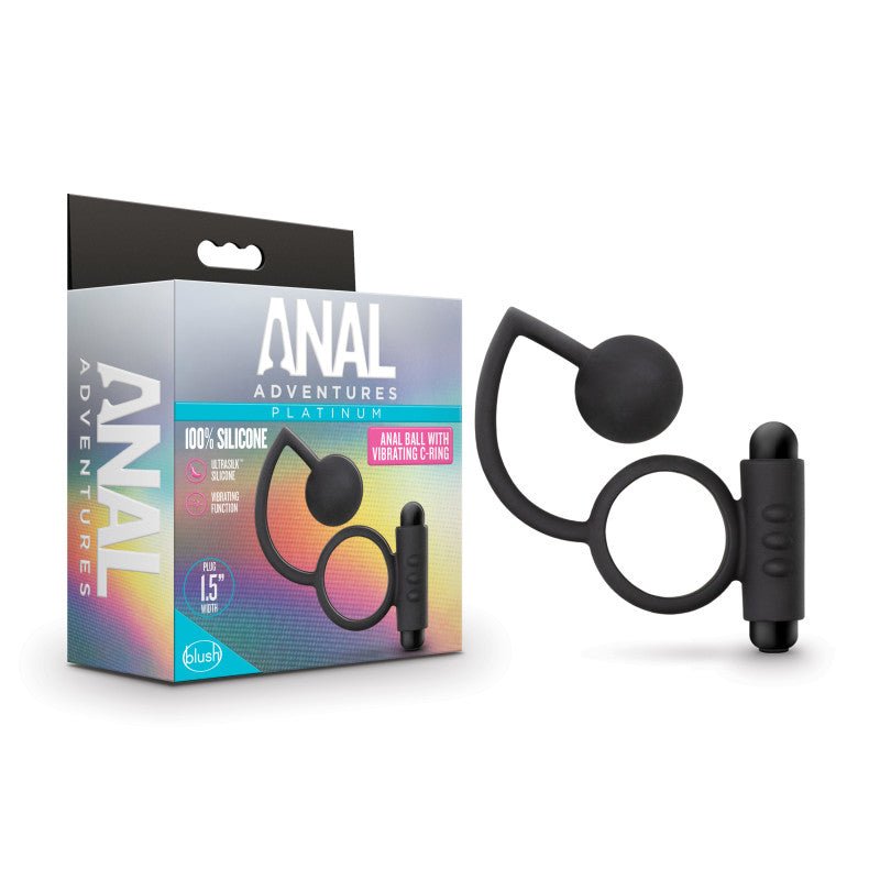 Anal Adventures Platinum Anal Ball & Vibrating C - Ring - Vibrating Cock Ring with Anal Ball at NZ & Australia’s Mega Adult Toy Store