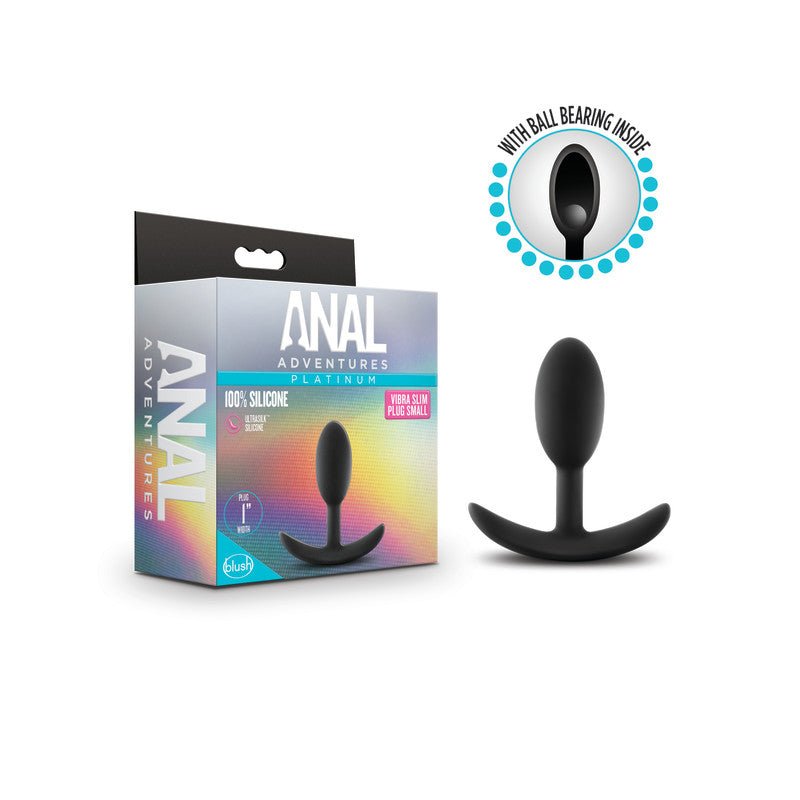 Anal Adventures Platinum Vibra Slim Plug - 8.9 cm Small Butt Plug with Internal Ball at NZ & Australia’s Mega Adult Toy Store