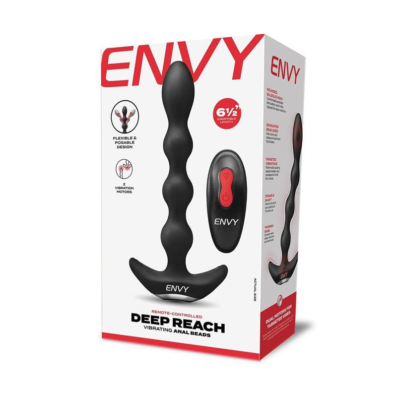 Envy Deep Reach Vibrating Anal Beads - 17.8 cm USB Rechargeable Vibrating Anal Beads with Wireless Remote at NZ & Australia’s Mega Adult Toy Store