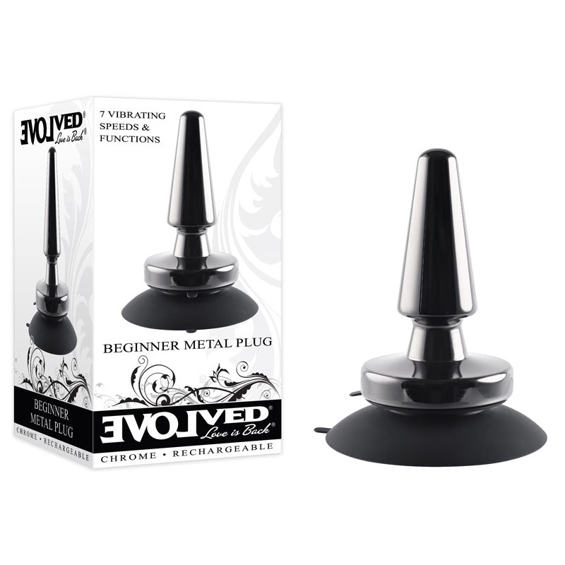 Evolved BEGINNER METAL PLUG - Black 11.2 cm USB Rechargeable Vibrating Butt Plug at NZ & Australia’s Mega Adult Toy Store