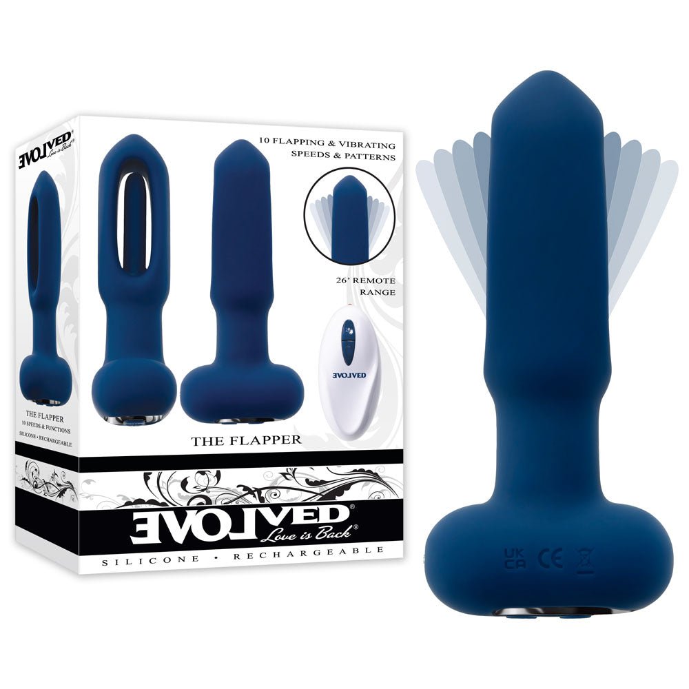 Evolved THE FLAPPER - 14 cm USB Rechargeable Vibrating and Flapping Butt Plug with Remote at NZ & Australia’s Mega Adult Toy Store