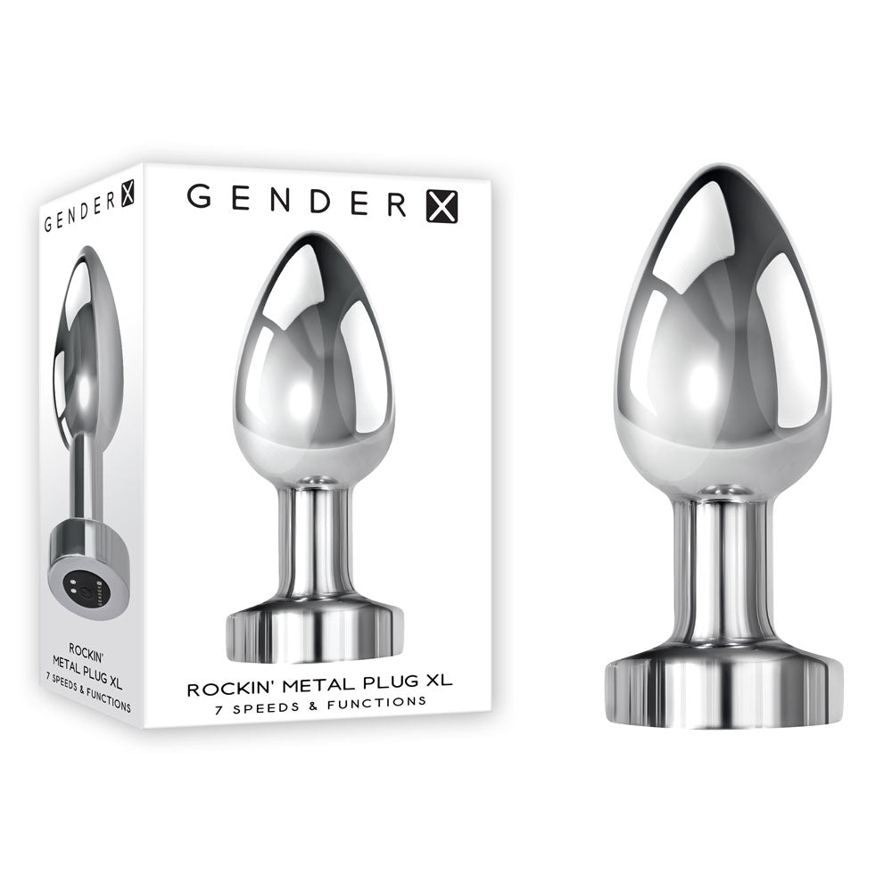 Gender X ROCKIN METAL PLUG XL - 10.5 cm USB Rechargeable Vibrating XL Butt Plug at NZ & Australia’s Mega Adult Toy Store